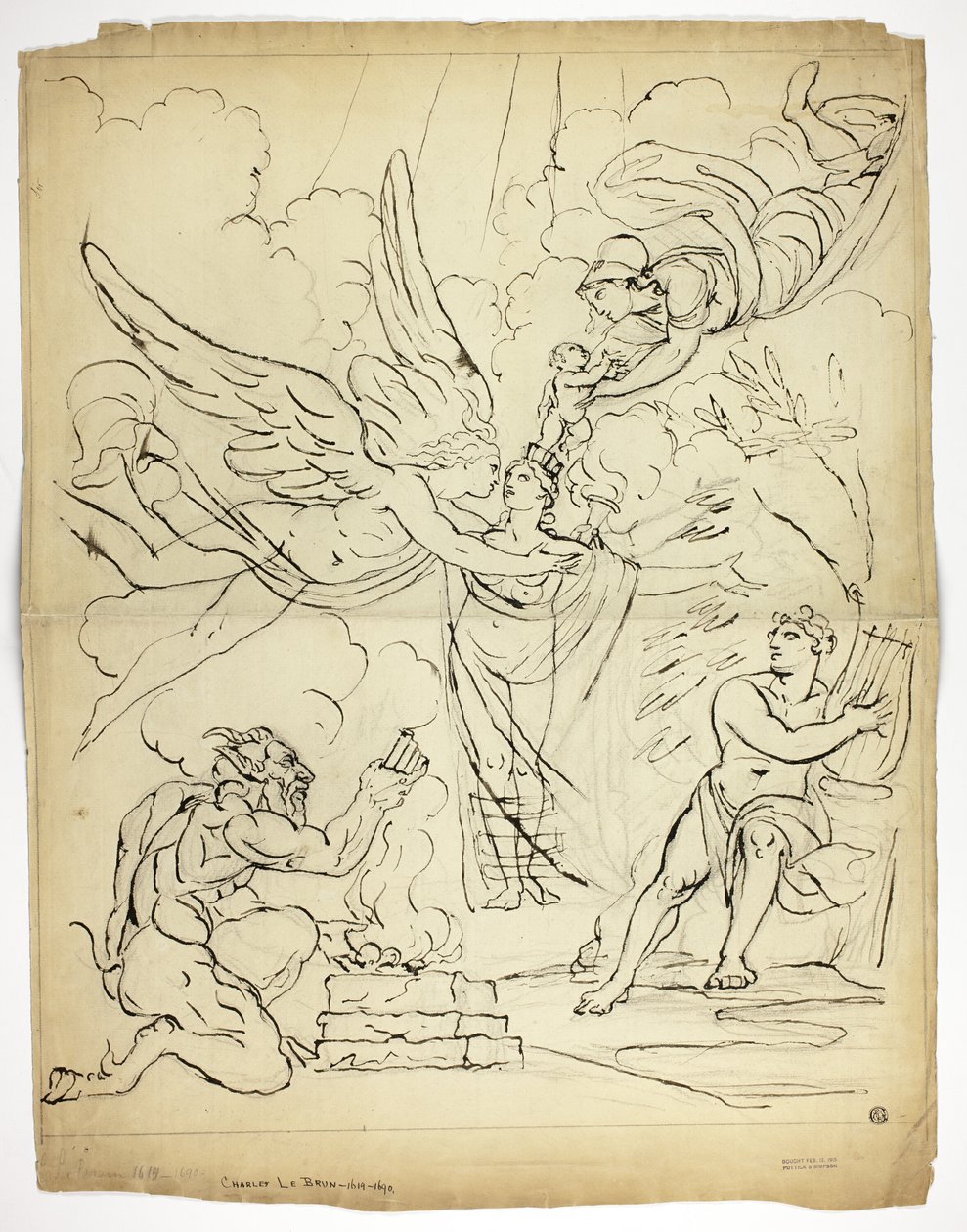 Scène de naissance mythologique non identifiée (recto); Cupidon et Psyché (verso) - Unknown artist