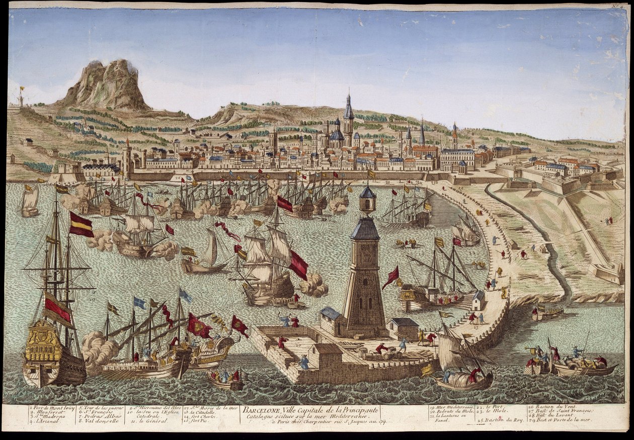 Vue de Barcelone et de son port - vue d