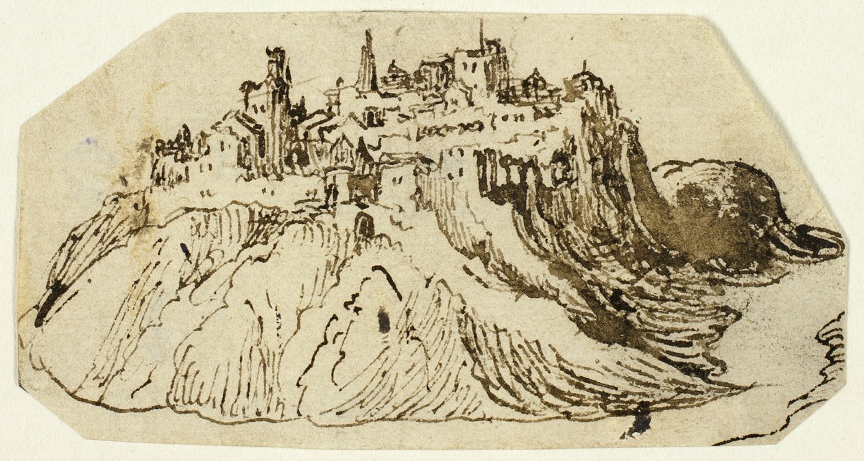Vue de la ville fortifiée sur la colline - Unknown artist