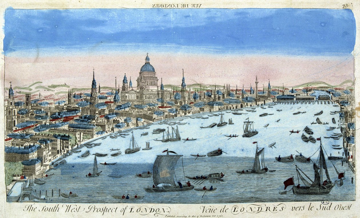 Vue de Londres et de la Tamise, sud-ouest - vue optique - Unknown artist