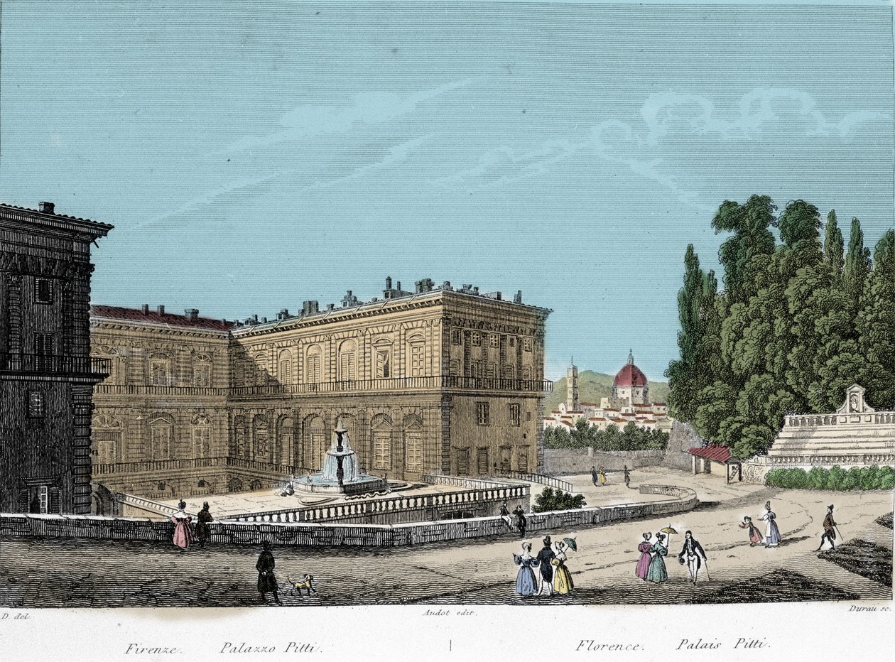 Vue du Palais Pitti à Florence. 19e siècle - Unknown artist