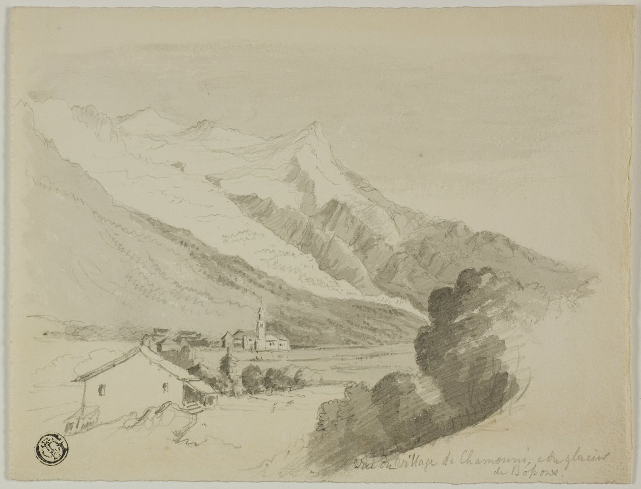 Vue du village de Chamonix et du glacier des Bossons - Unknown artist