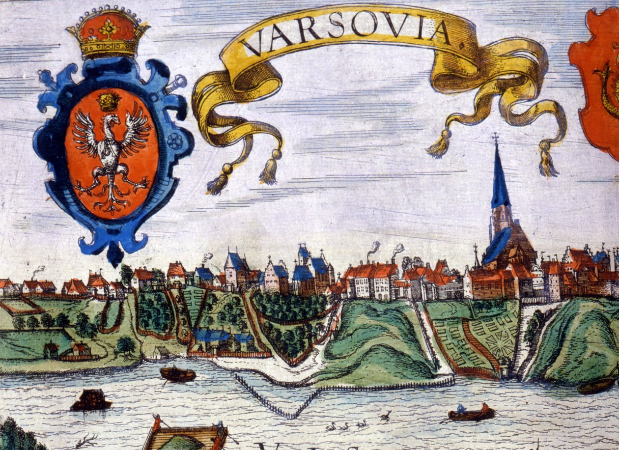 Vue de la ville de Varsovie avec les armoiries de la ville. 1780. - Unknown artist