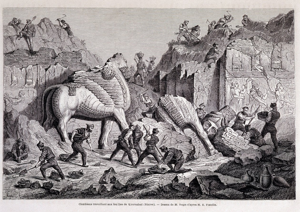 Vue des fouilles de Khorsabad (Khunsabad) (Ninive) - dans « Le tour du monde » 2e semaine 1861 - Unknown artist