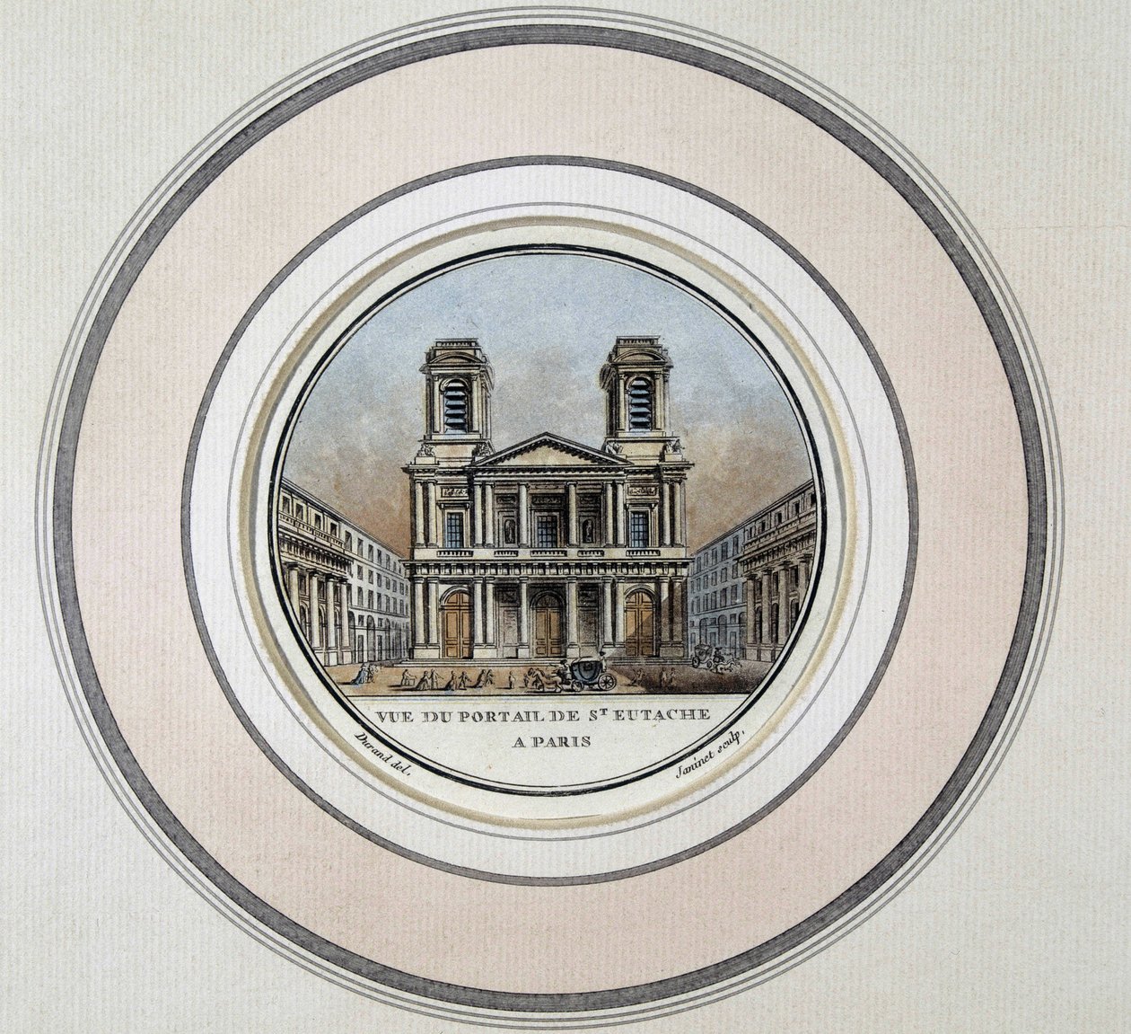 Vue du portail de Saint-Eustache à Paris - gravure - Unknown artist