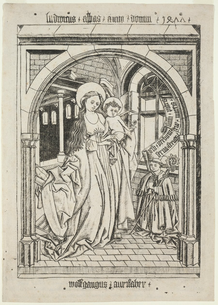 Vierge et enfant, abbé Ludwig à genoux - Unknown artist