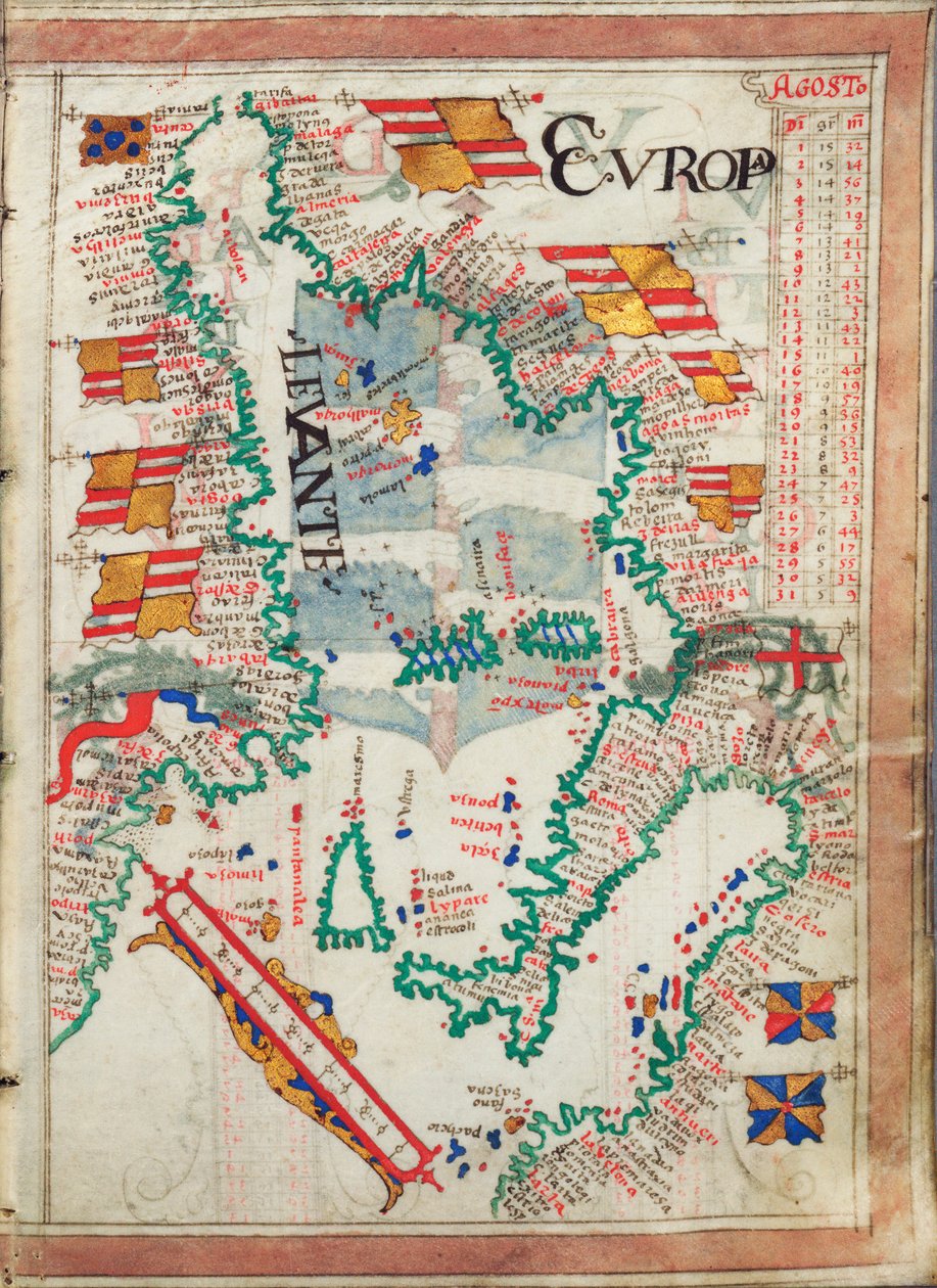 Méditerranée occidentale, reliée dans un atlas de vingt-cinq cartes avec diagrammes et tableaux., c.1550-60 - Unknown artist