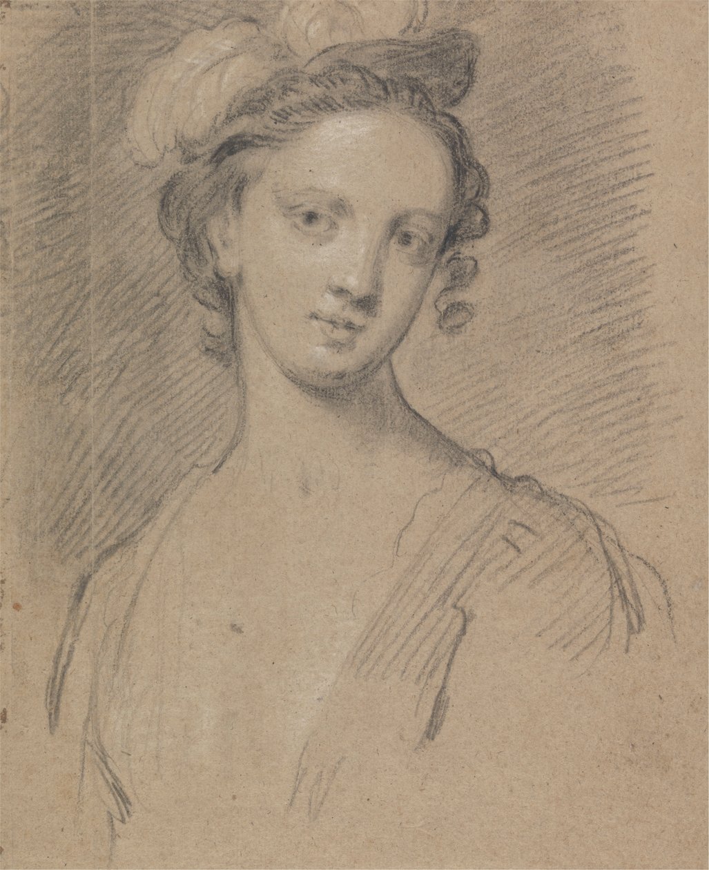 Femme portant une coiffe à plumes - Unknown artist