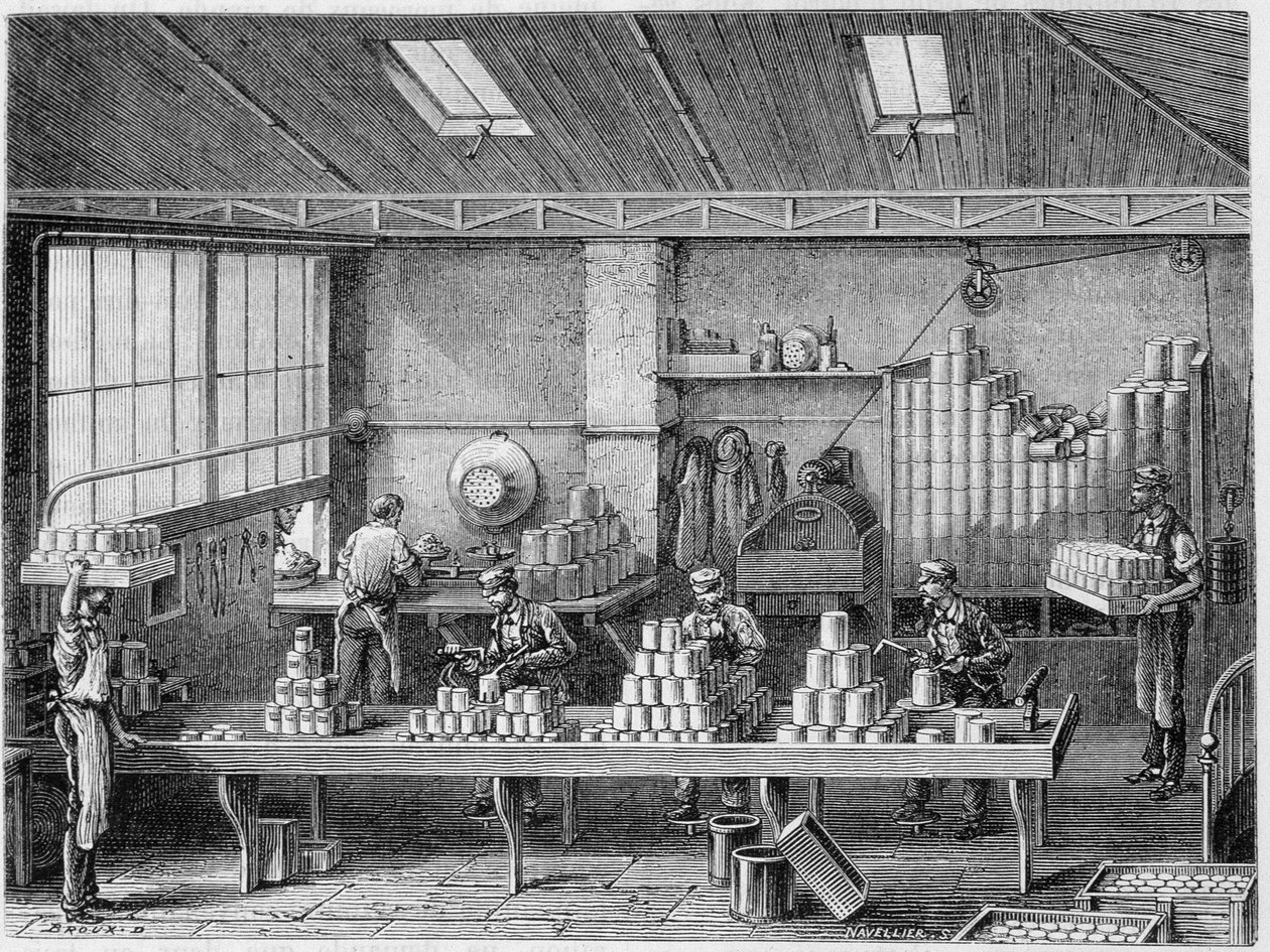 Atelier de remplissage et de soudure des boîtes - dans « Les merveilles de l