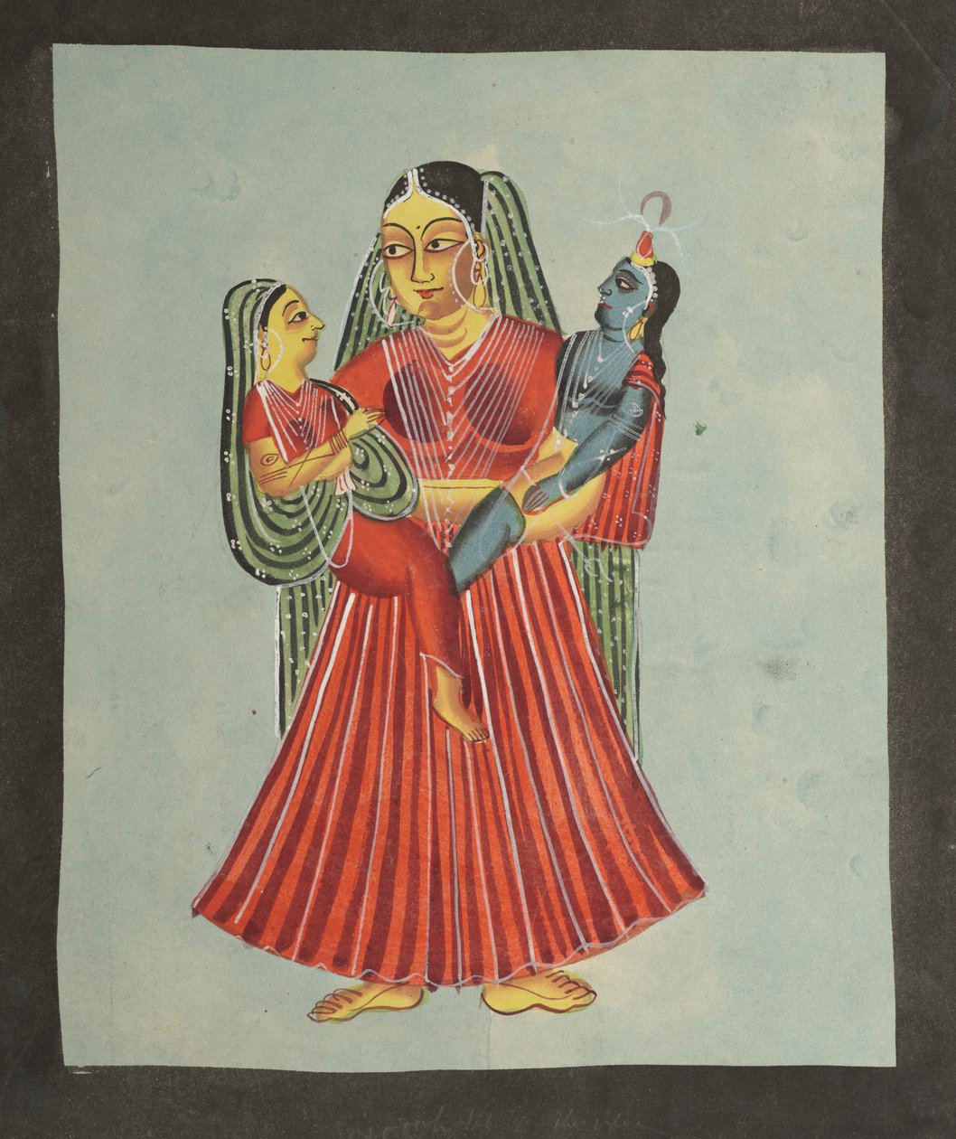Yasoda tenant Krishna et Radha - Unknown artist