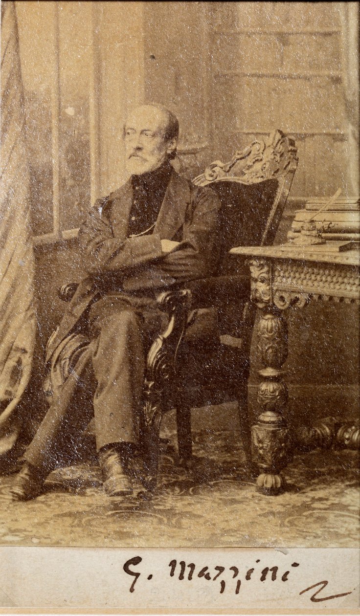 Portrait de Giuseppe Mazzini, avec autographe - Unknown photographer