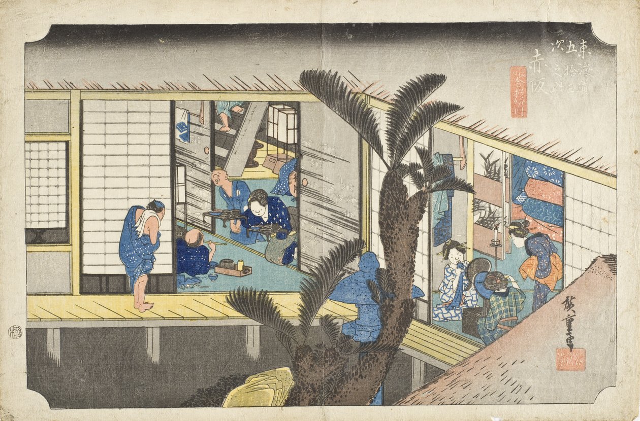 Akasaka : auberge avec des servantes - Utagawa Hiroshige