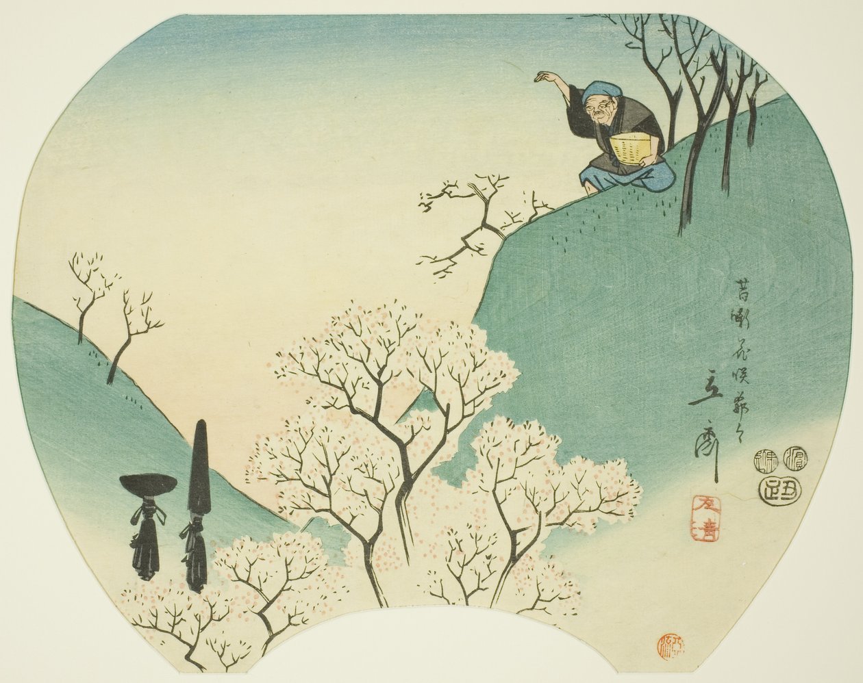Ancienne histoire du vieil homme qui faisait fleurir les arbres - Utagawa Hiroshige
