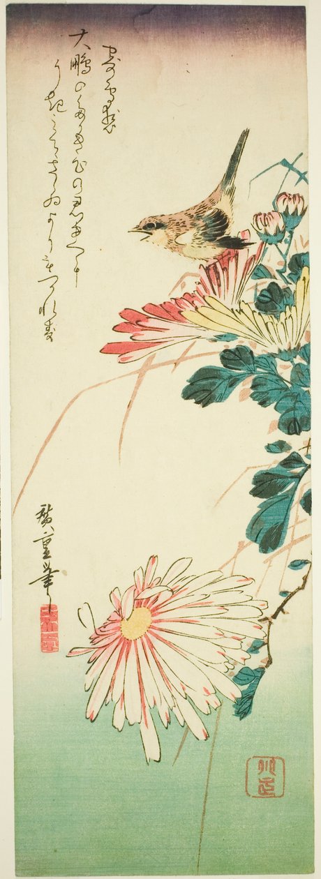 Oiseau et chrysanthèmes - Utagawa Hiroshige