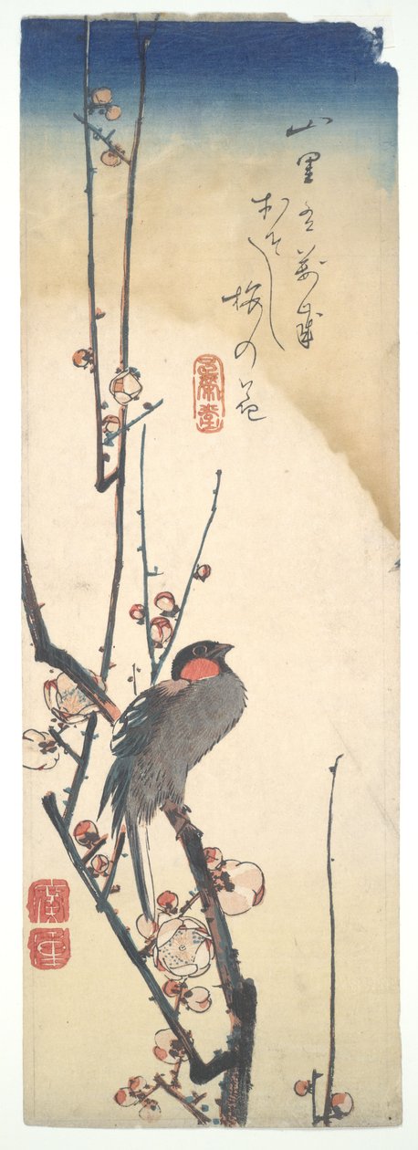 Un oiseau sur un prunier en fleurs - Utagawa Hiroshige