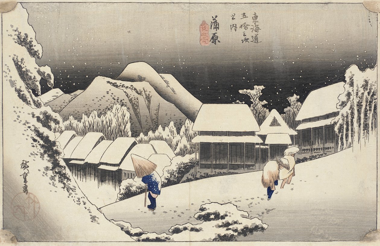 Neige du soir à Kanbara - Utagawa Hiroshige