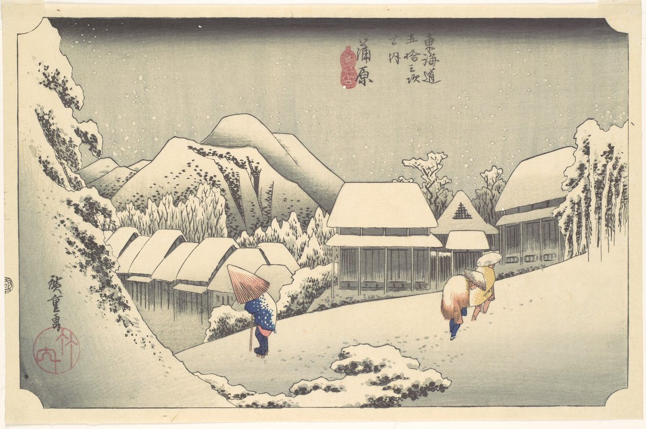 Neige du soir à Kanbara, de la série « Les cinquante-trois stations du Tōkaidō » - Utagawa Hiroshige