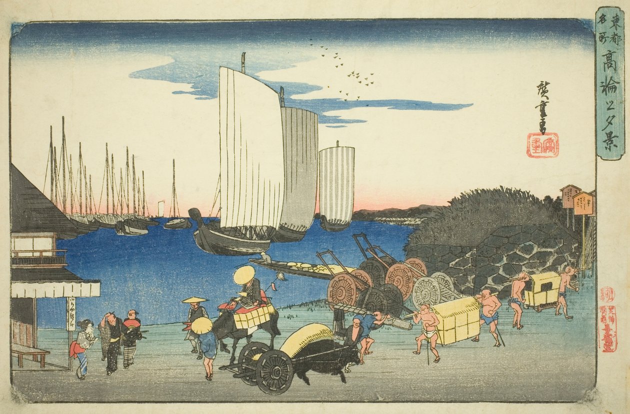 Vue du soir de Takanawa, de la série "Lieux célèbres de la capitale orientale" - Utagawa Hiroshige