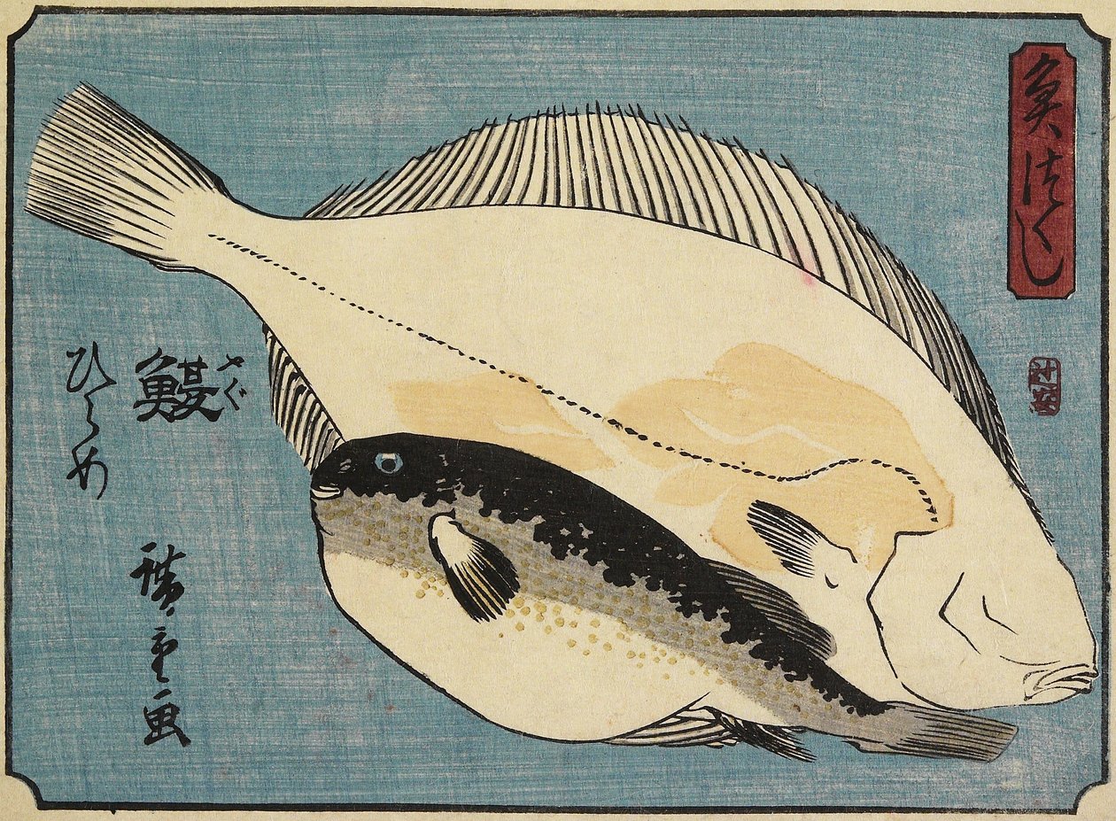 Poisson-globe et plie, 1830-1844 - Utagawa Hiroshige