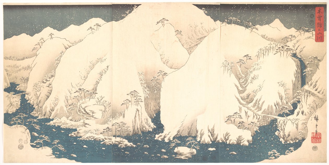 Monts Kisō sous la neige - Utagawa Hiroshige