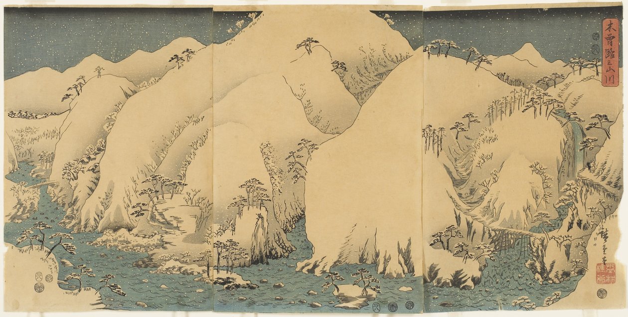 Montagne et rivière au col de Kiso, août 1857 - Utagawa Hiroshige