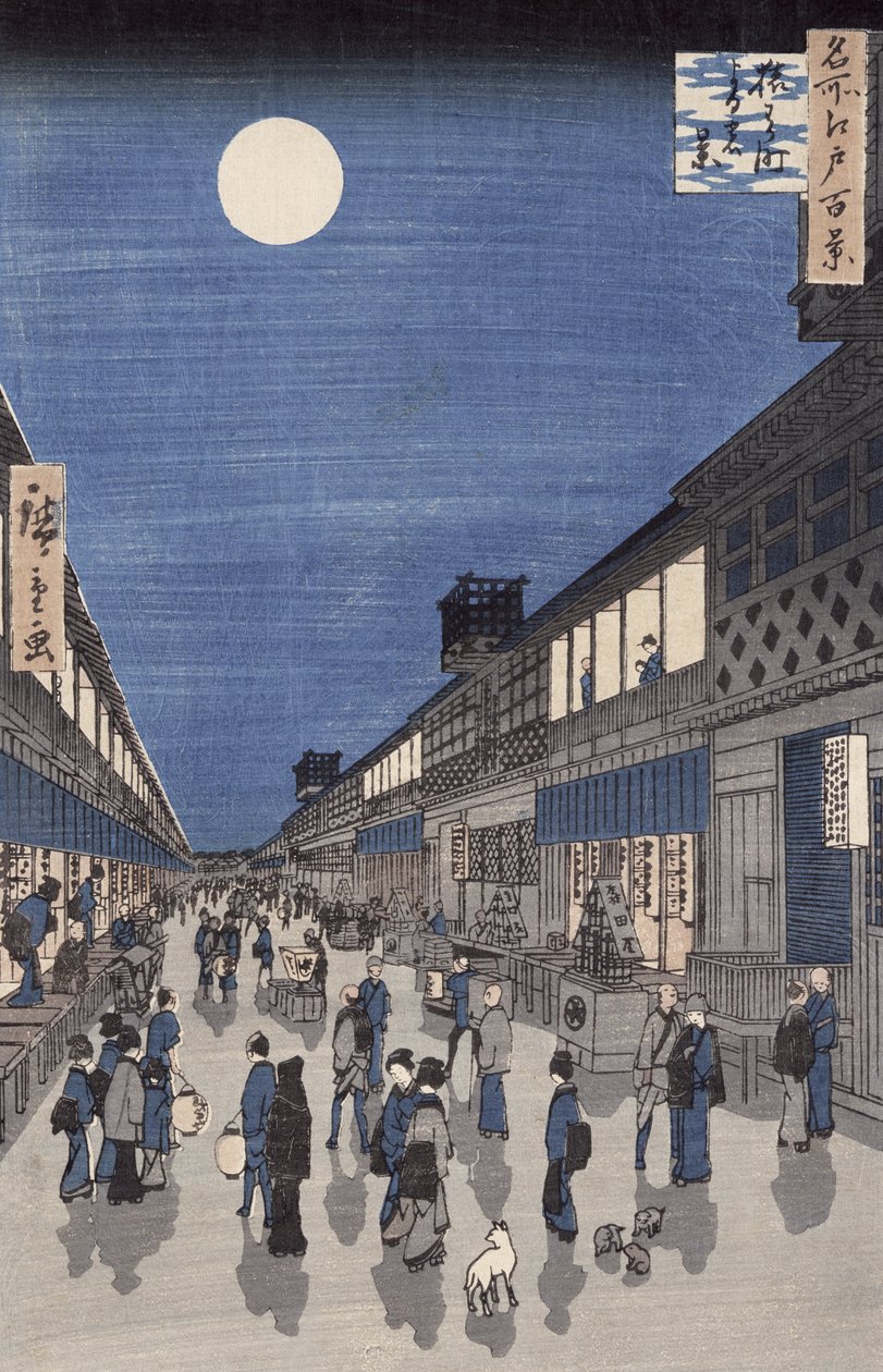 Vue nocturne de la rue Saruwaka, de 