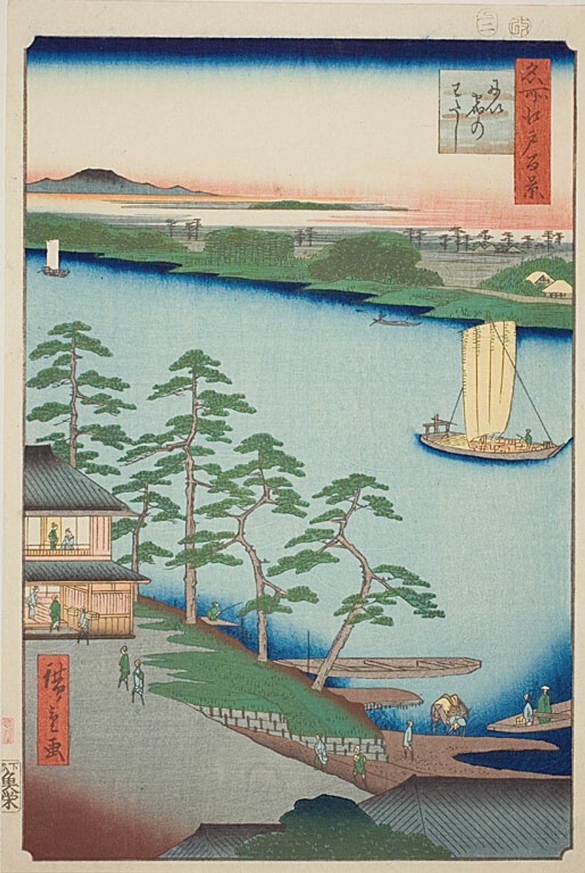 Bac de Niijuku (Niijuku no watashi), n° 93 de la série "Cent vues célèbres d