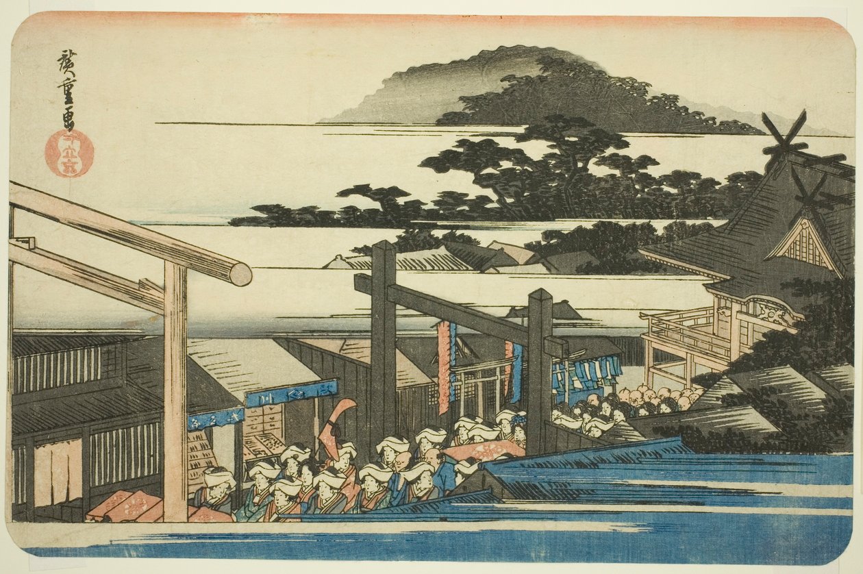 Enceintes du sanctuaire Shiba Shinmei (Shiba Shinmei keidai), de la série "Lieux célèbres de la capitale orientale (Toto meisho)" - Utagawa Hiroshige