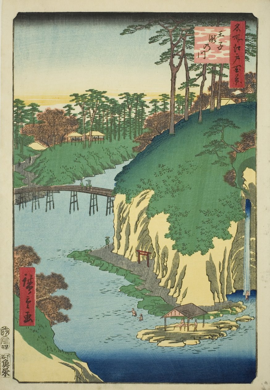 La rivière des cascades à Oji (Oji Takinogawa), de la série "Cent vues célèbres d