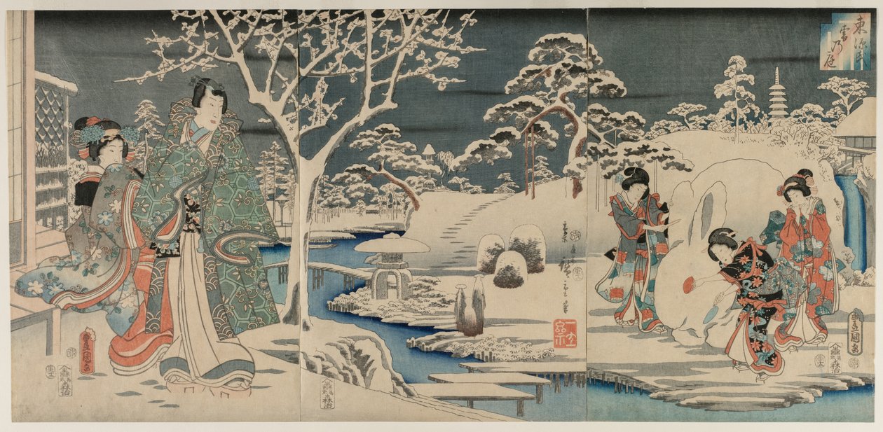 Le jardin enneigé, 1854 - Utagawa Hiroshige