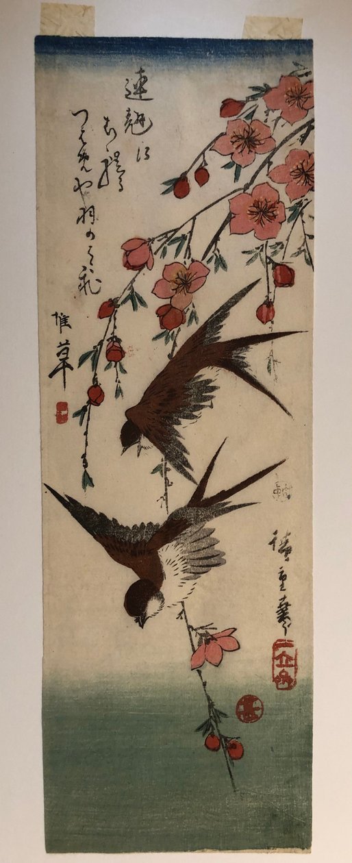 Deux hirondelles et des branches de pommier en fleurs - Utagawa Hiroshige