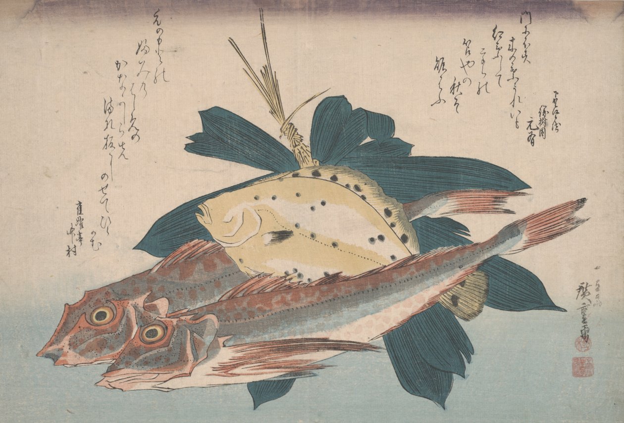 Deux grondins et une sole - Utagawa Hiroshige