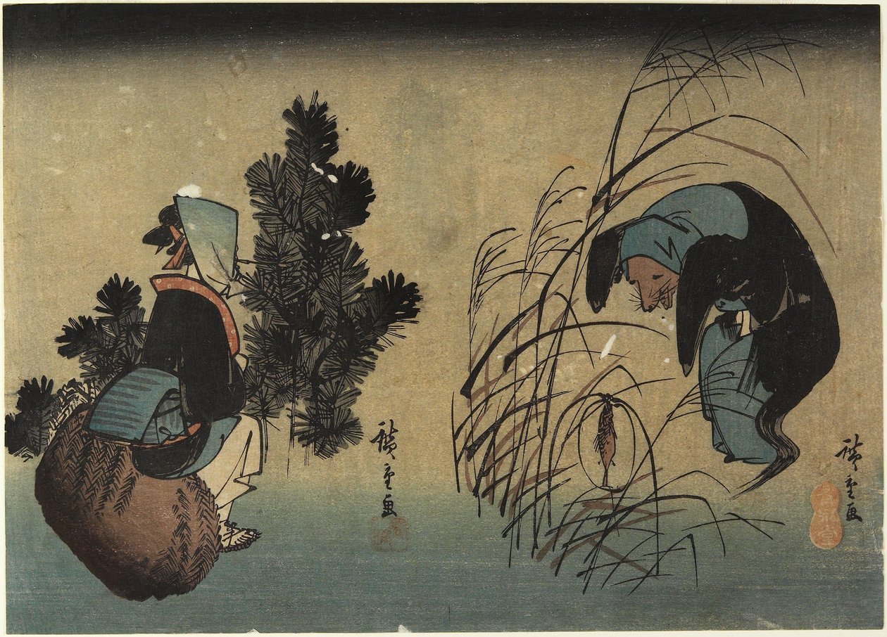 Femme et blaireau - Utagawa Hiroshige