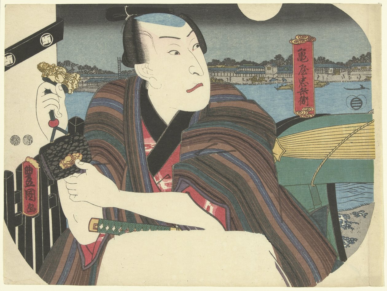 Samouraï près de la rivière - Utagawa Kunisada (I)
