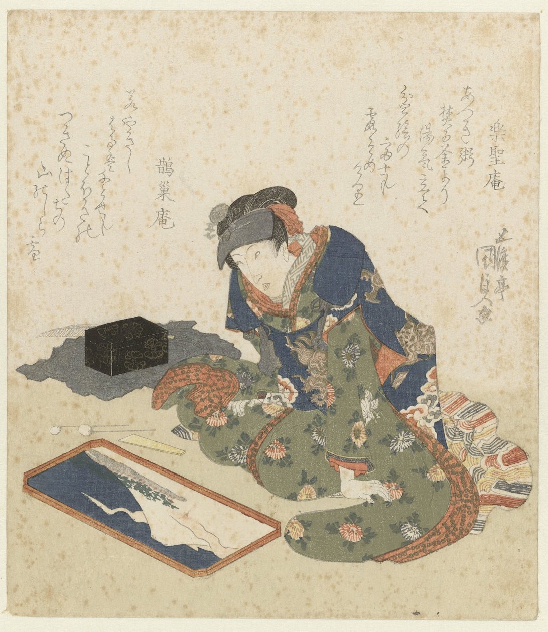 Femme faisant une peinture de sable - Utagawa Kunisada (I)