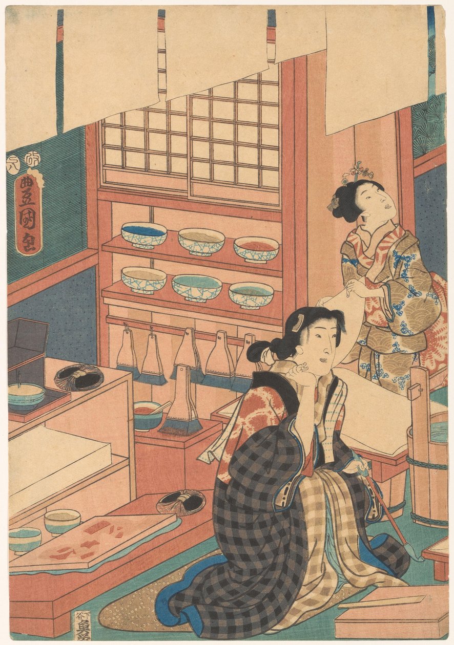 Femmes faisant des estampes (partie gauche) - Utagawa Kunisada (I)