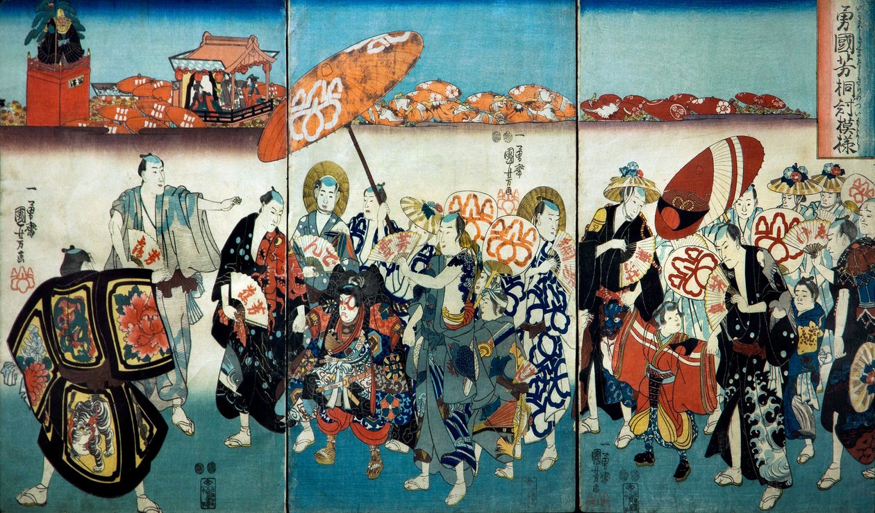 Le brave Kuniyoshi avec son motif de paulownia, 1848 - Utagawa Kuniyoshi