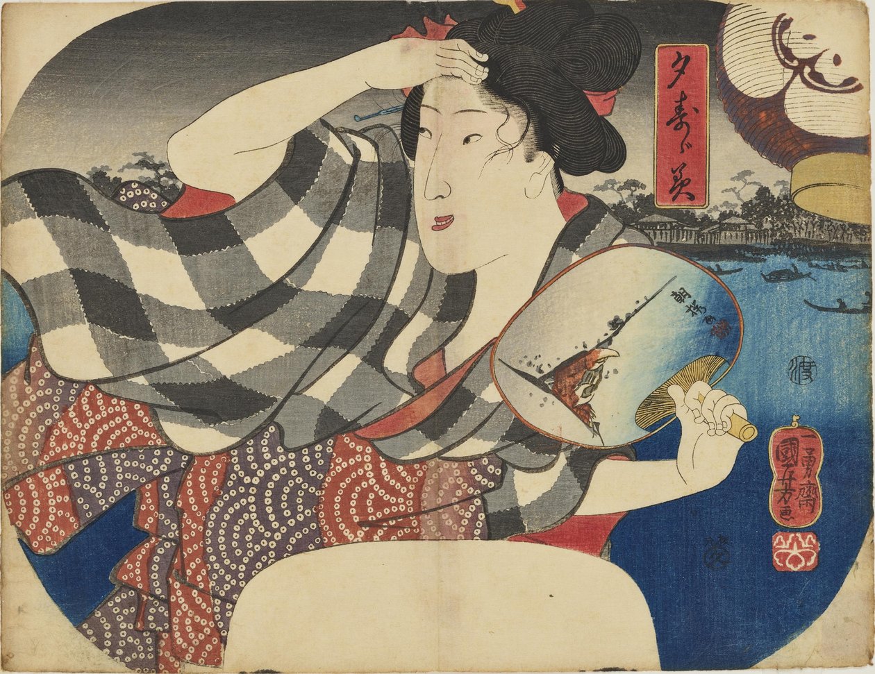 Profitant de la fraîcheur du soir - Utagawa Kuniyoshi