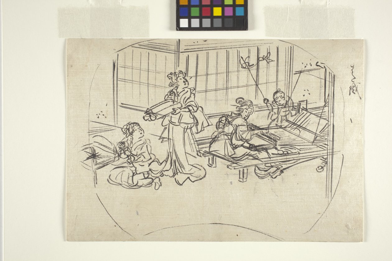 Hataori (Tissage sur un métier à tisser) - Utagawa Kuniyoshi