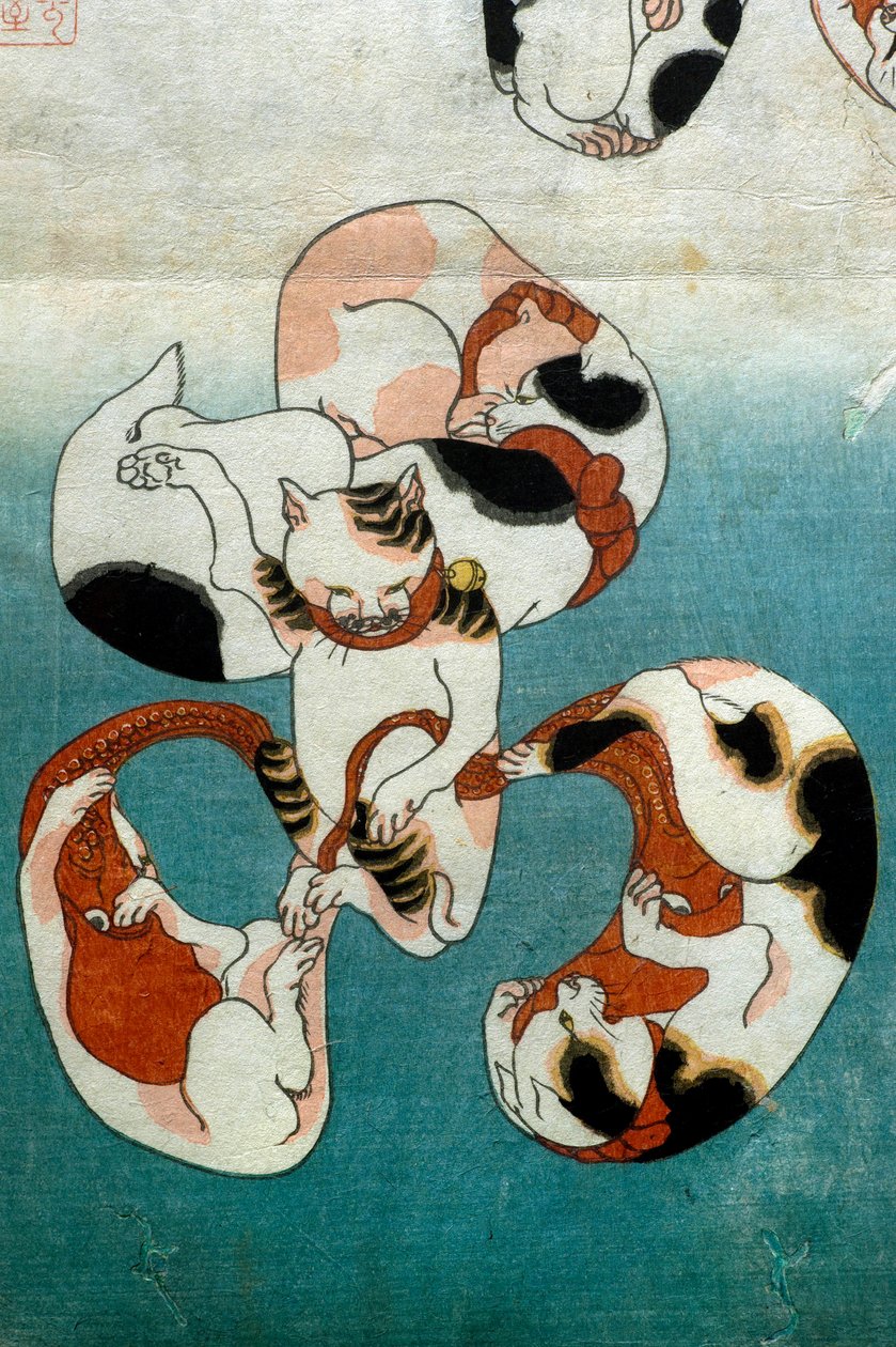 Série de pieuvres Chats formant des caractères écrits (Neko no ateji), vers 1842 - Utagawa Kuniyoshi