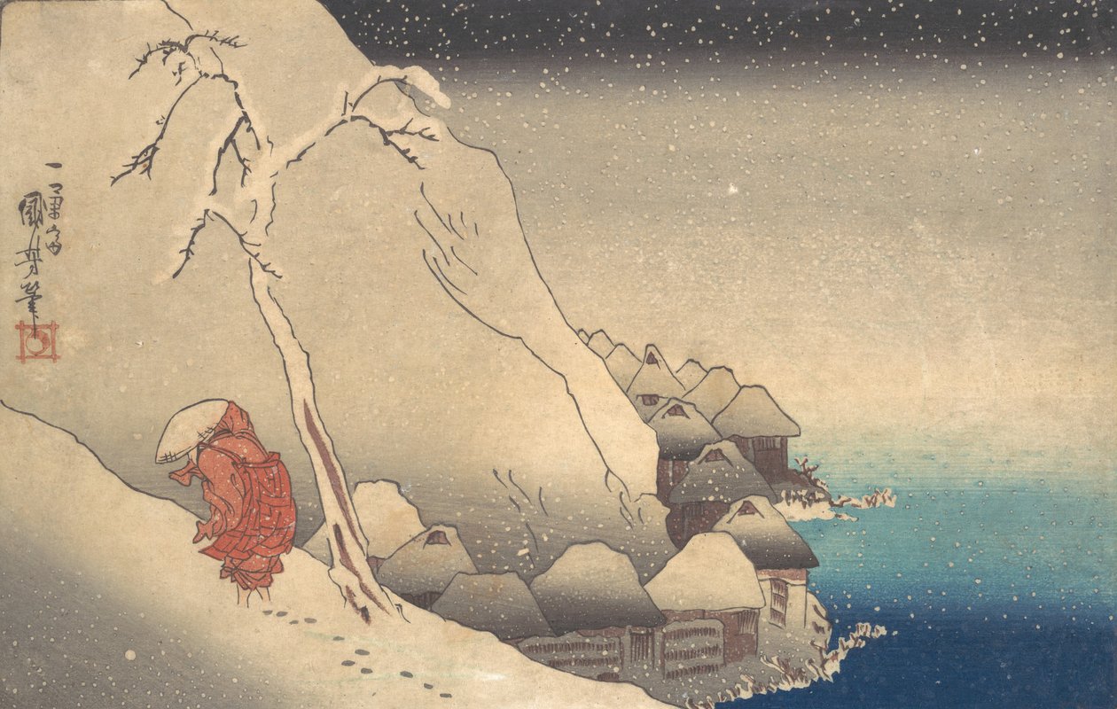 Voyage dans une tempête de neige, vers 1830 - Utagawa Kuniyoshi