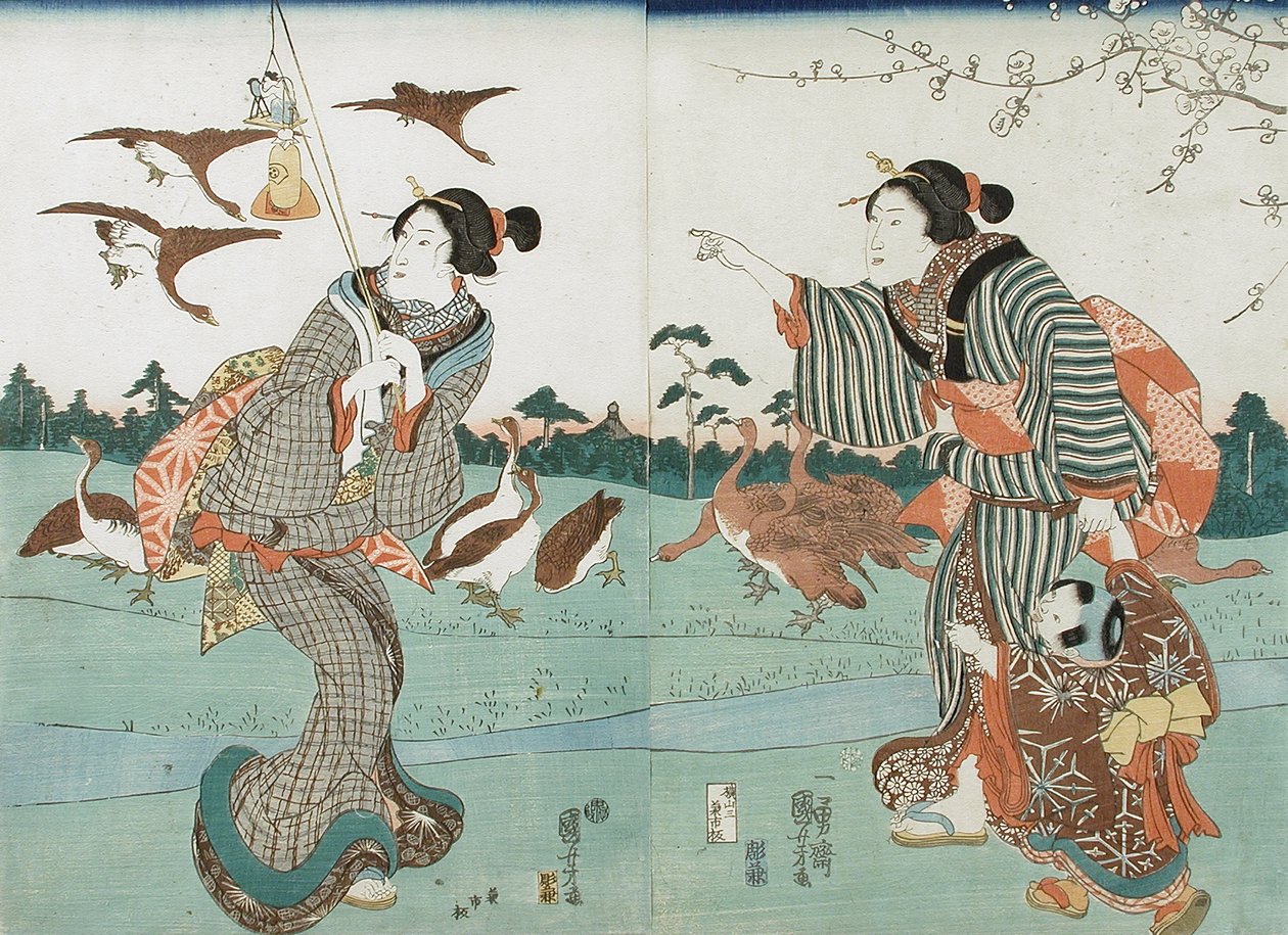 Vue de Yanagishima au printemps - Utagawa Kuniyoshi