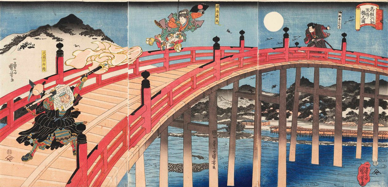 Yoshitsune ichidaiki Gojo-no-hashi no zu, vers 1839 - Utagawa Kuniyoshi