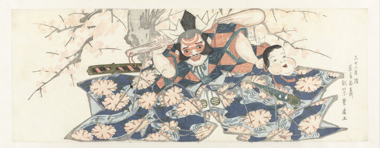 Un guerrier tenant un pilon - Utagawa Toyohiro