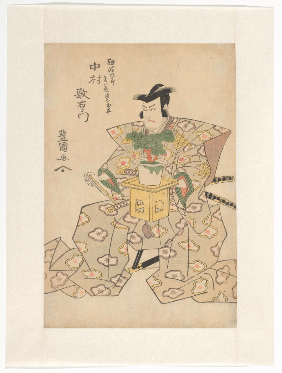 Nakamura Utaemon III tenant un bonsaï - Utagawa Toyokuni (I)