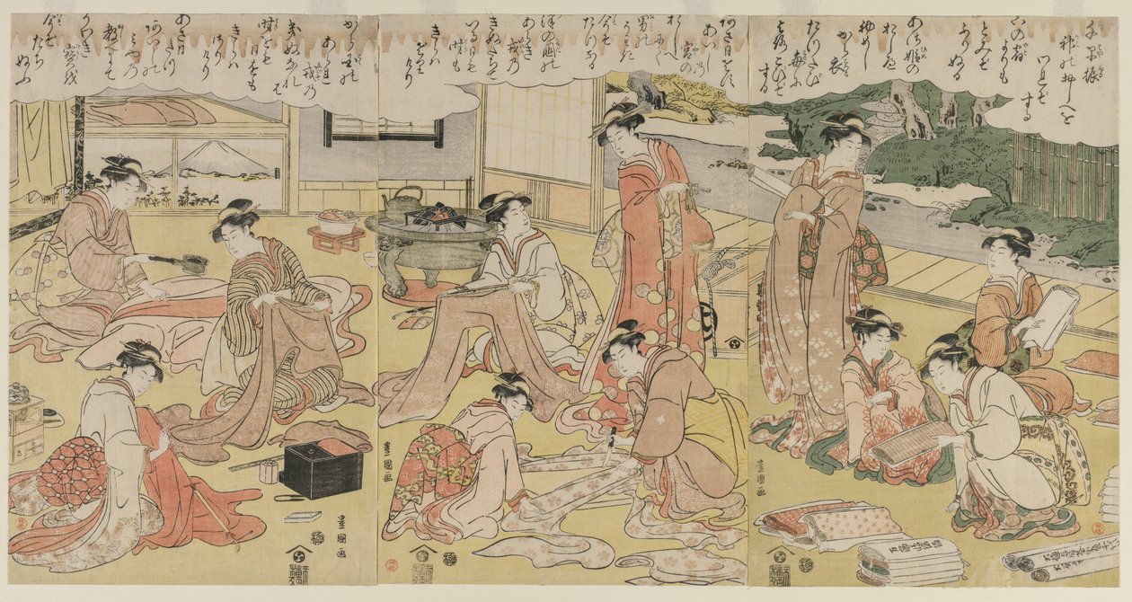Femmes fabriquant des vêtements - Utagawa Toyokuni