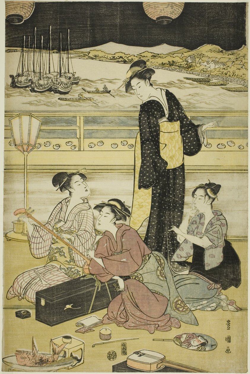 Soirée à Shinagawa - Utagawa Toyokuni I