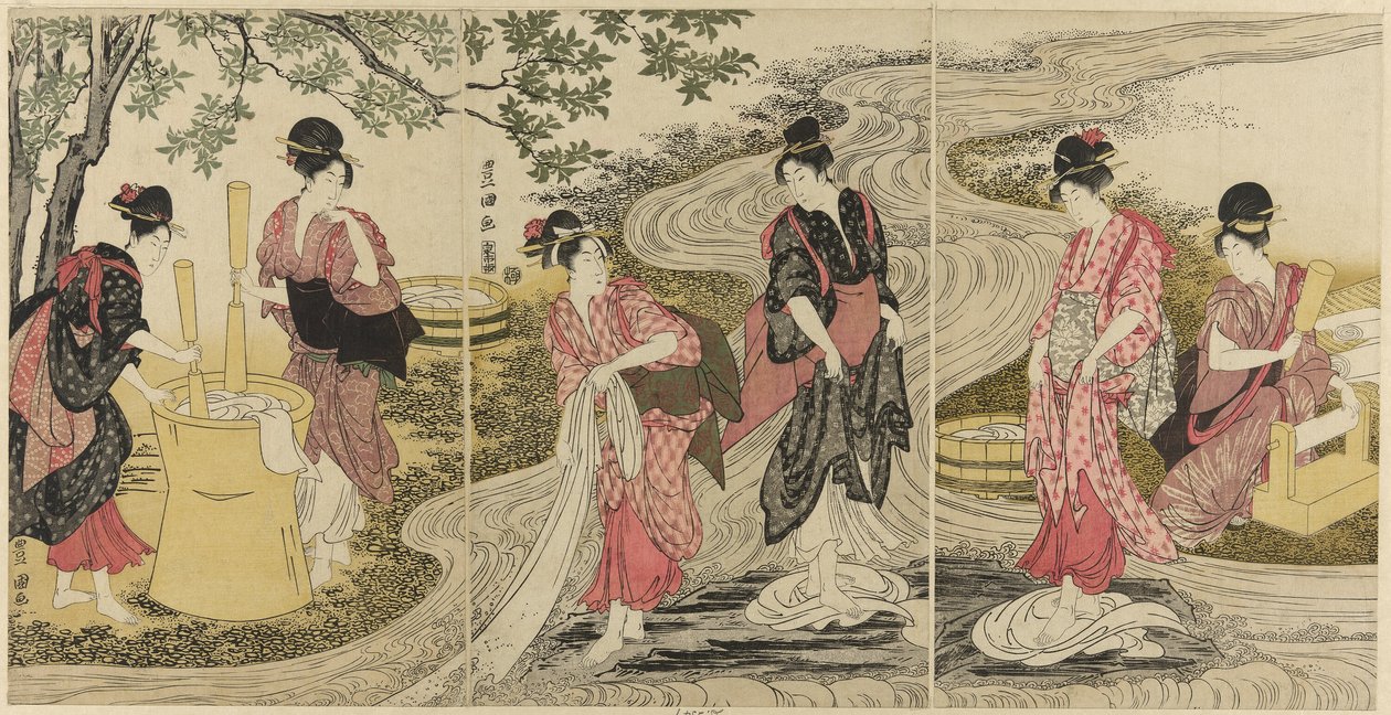 Lavage de linge dans un ruisseau - Utagawa Toyokuni I
