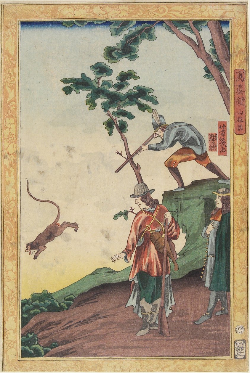 Scène de chasse, janvier 1861 - Utagawa Yoshiiku