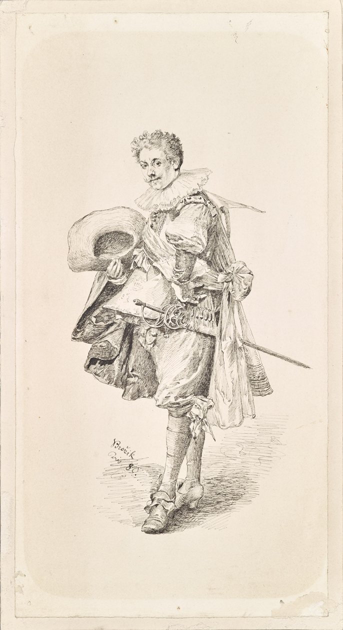 Monsieur en costume Renaissance et collerette - Vaclav Brozik